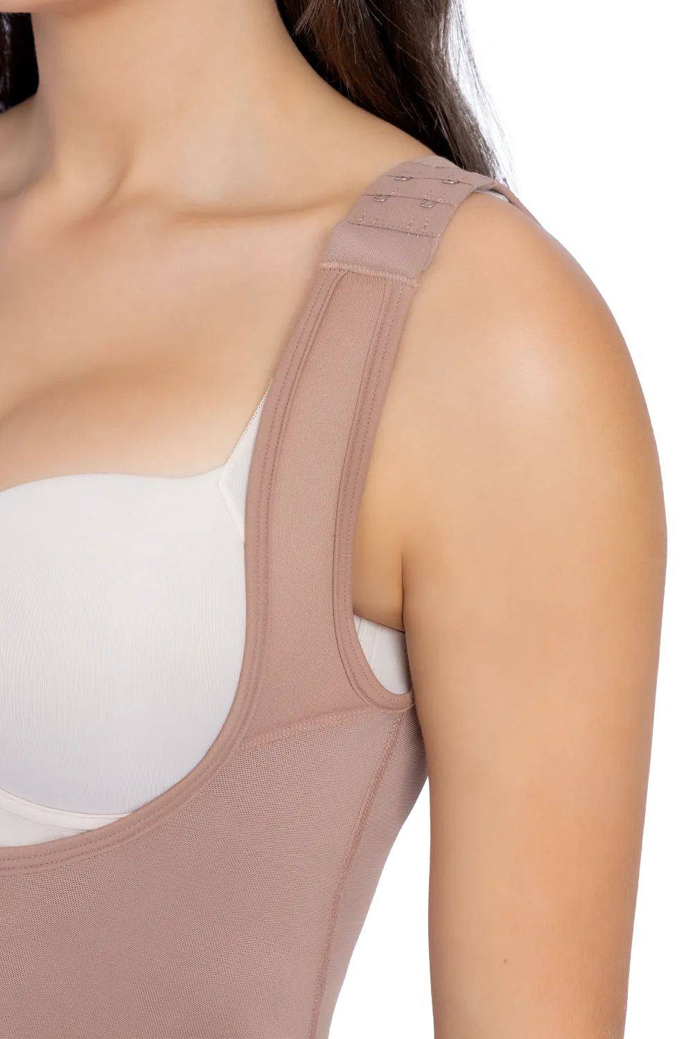 Long Body Shaper With Wide Straps And Perineal Zipper | Jackie London 3021