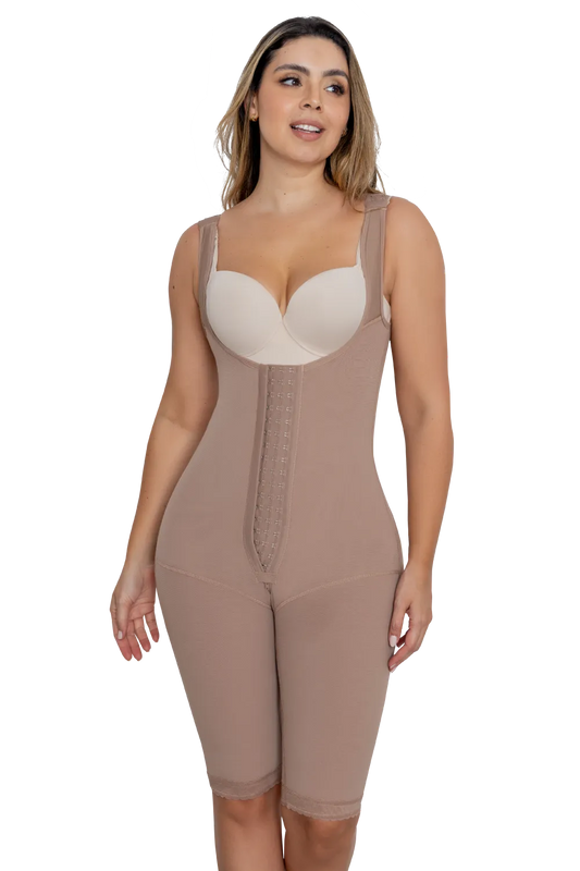 Long Body Shaper With Wide Straps And Perineal Zipper | Jackie London 3021