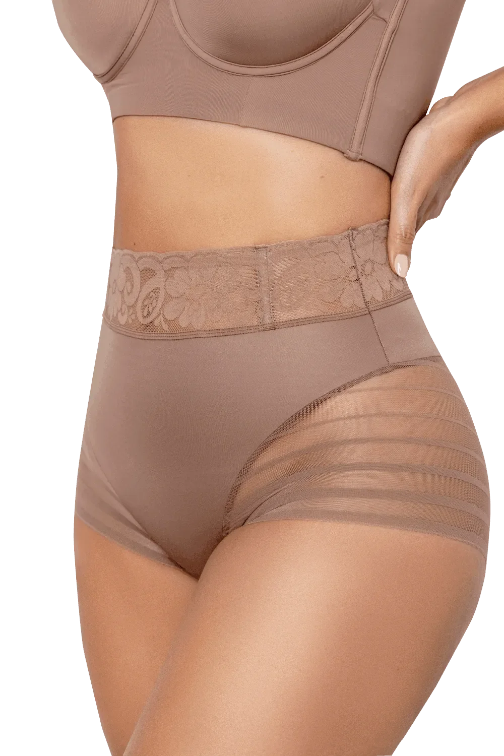 Sheer Lace Shaper Control Brief | Jackie London 4013
